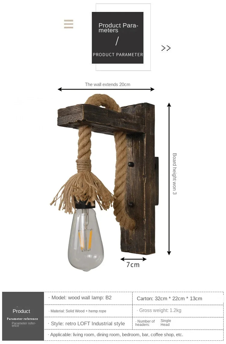 Industrial Wall Sconce, Vintage Metal Wood Light, Rustic Farmhouse Black Wall Lamp for Dining Room Bedroom Indoor