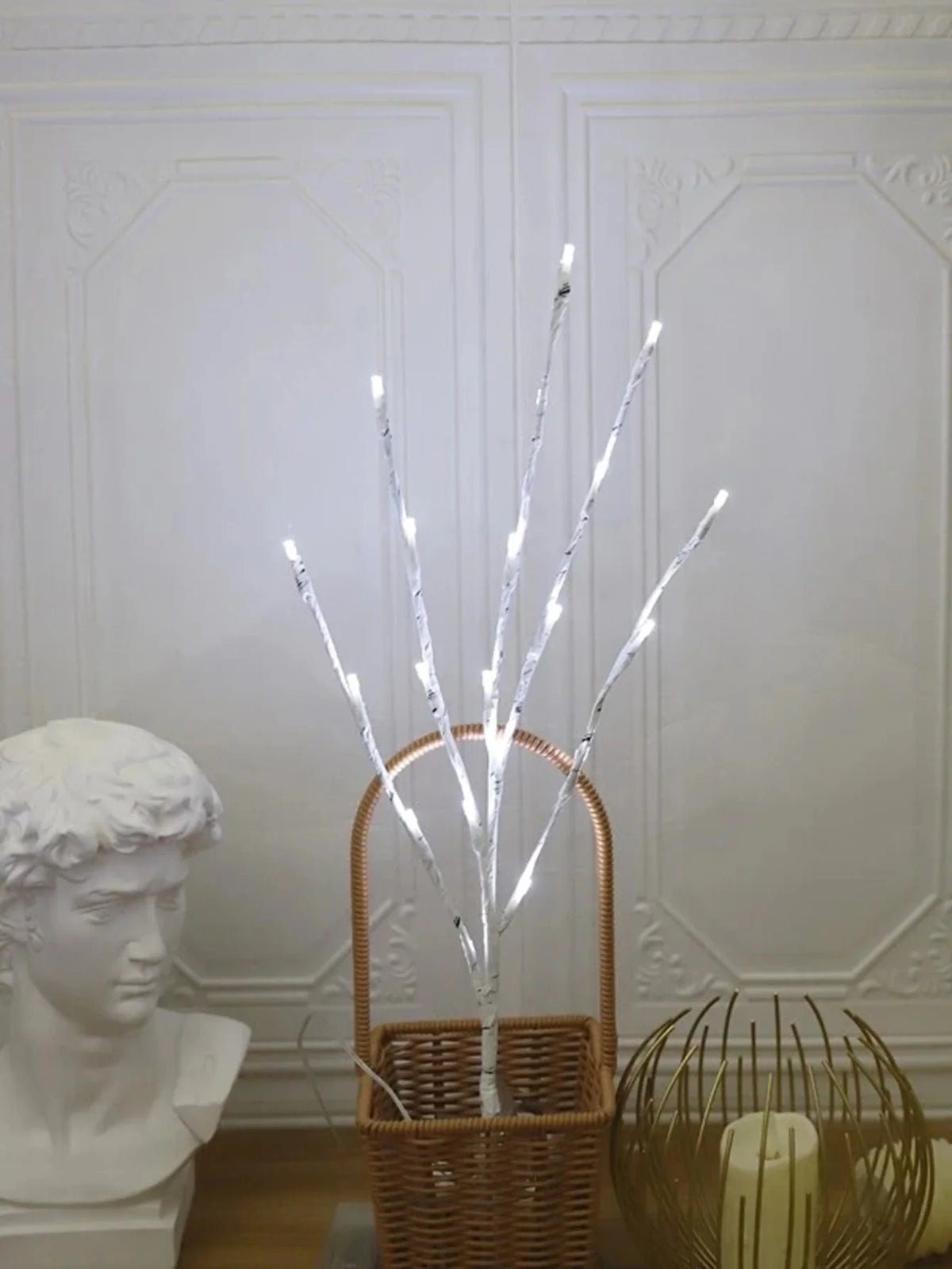 1 PC White Birch Branch Lights Battery Operated 20 LED Fairy Lights Willow Branches for Home Bedroom Inside Outdoor Decoration