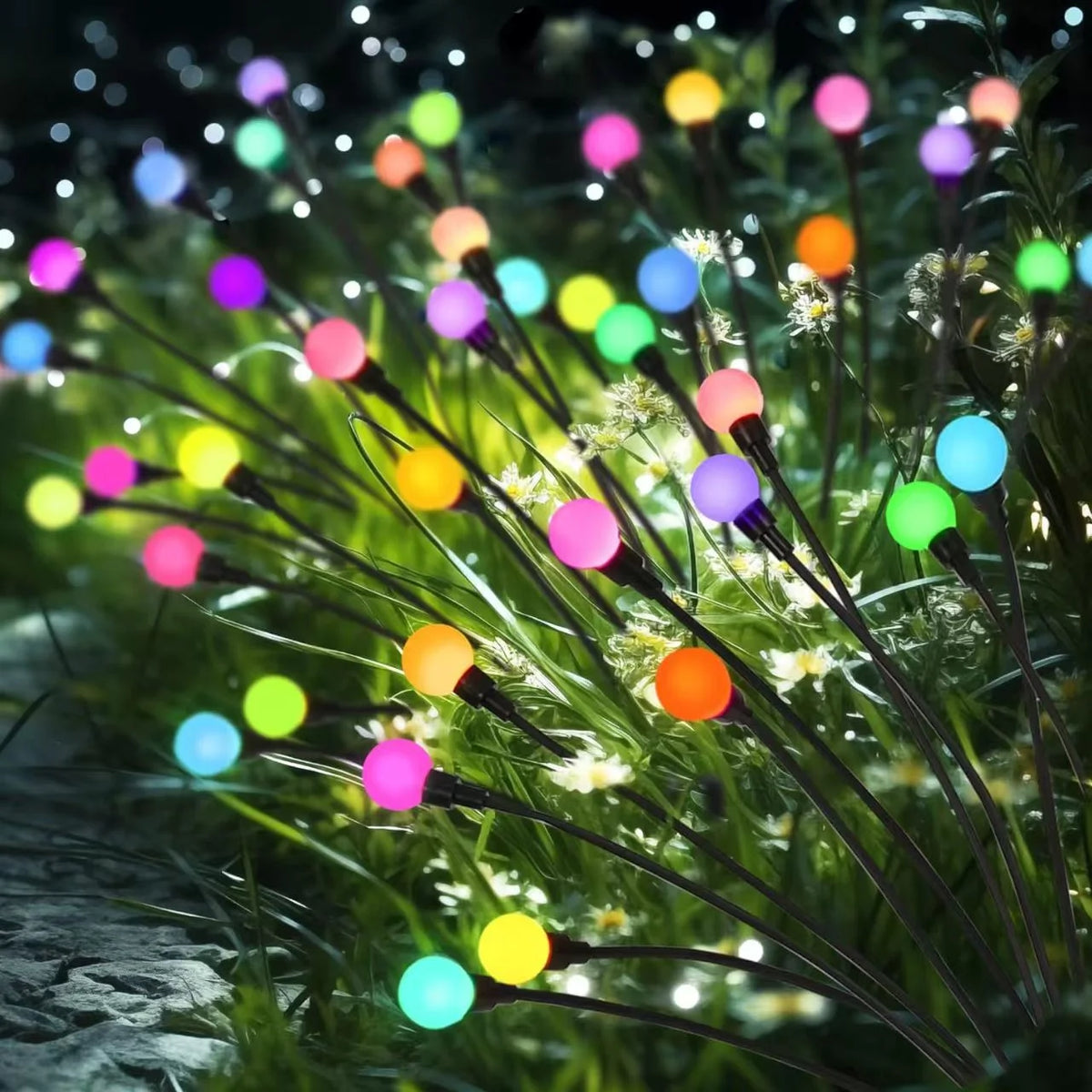 Solar Firefly Lights Garden Stake, Waterproof LED Outdoor Swaying for Yard Patio Lawn Pathway Walkway Landscape Decor Party