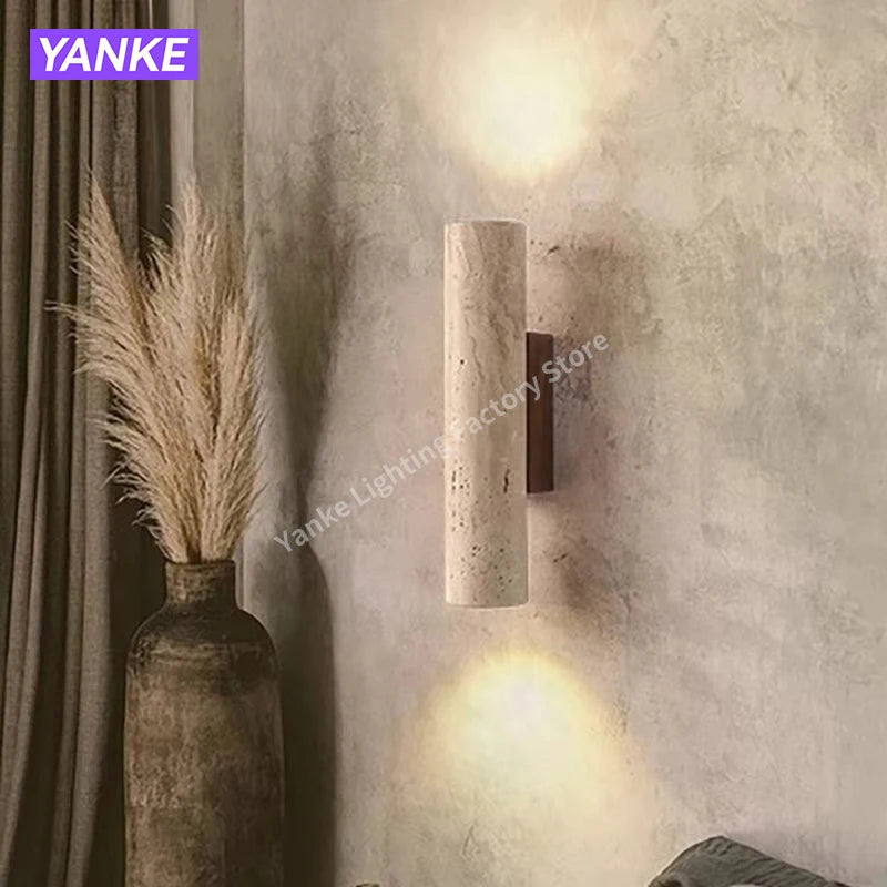 Serein Travertine Wall Light – Quiet Warmth for Bedside & Bedroom