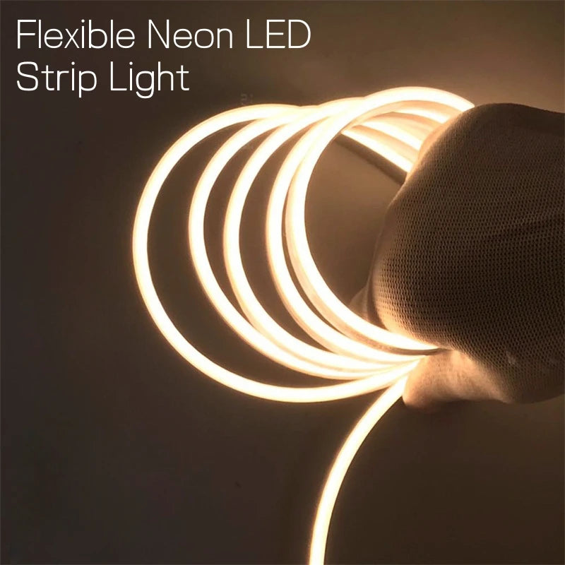 4/6/8/10mm Narrow LED Neon Silicone Tube Rope Lamp Recessed DC12V Flexible Waterproof Diffuser Cabinet Closet Ribbon Strip Light