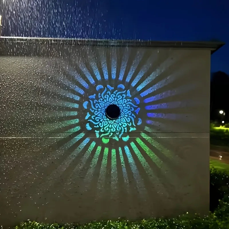 Solar Mandala Wall Lamp Outdoor LED Waterproof Fence Lamp for Garden Lawn Estate Porch Corridor Courtyard Decoration Wall Light
