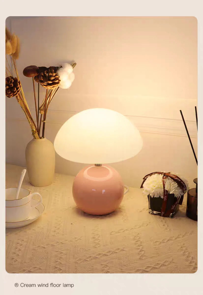 Ceramic Mushroom Table Lamp Nordic Cream Style Bedroom Bedside Living Room and Dining Room Table Lamp Atmosphere Table Lamp