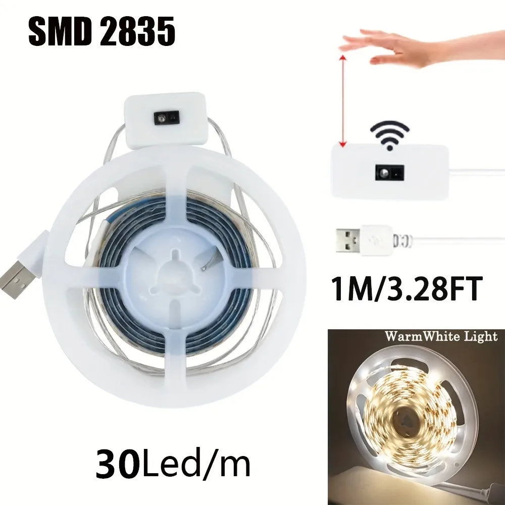 USB LED Strip with Hand-Sweep Sensor – 1–5 m – 1m Warm White