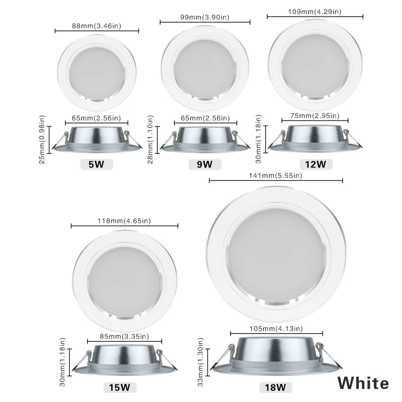 5W 9W 12W 15W 18W LED Downlight 220V Ceiling Light Recessed Down Light Round LED Panel Light Cold Warm White LED Spot Light