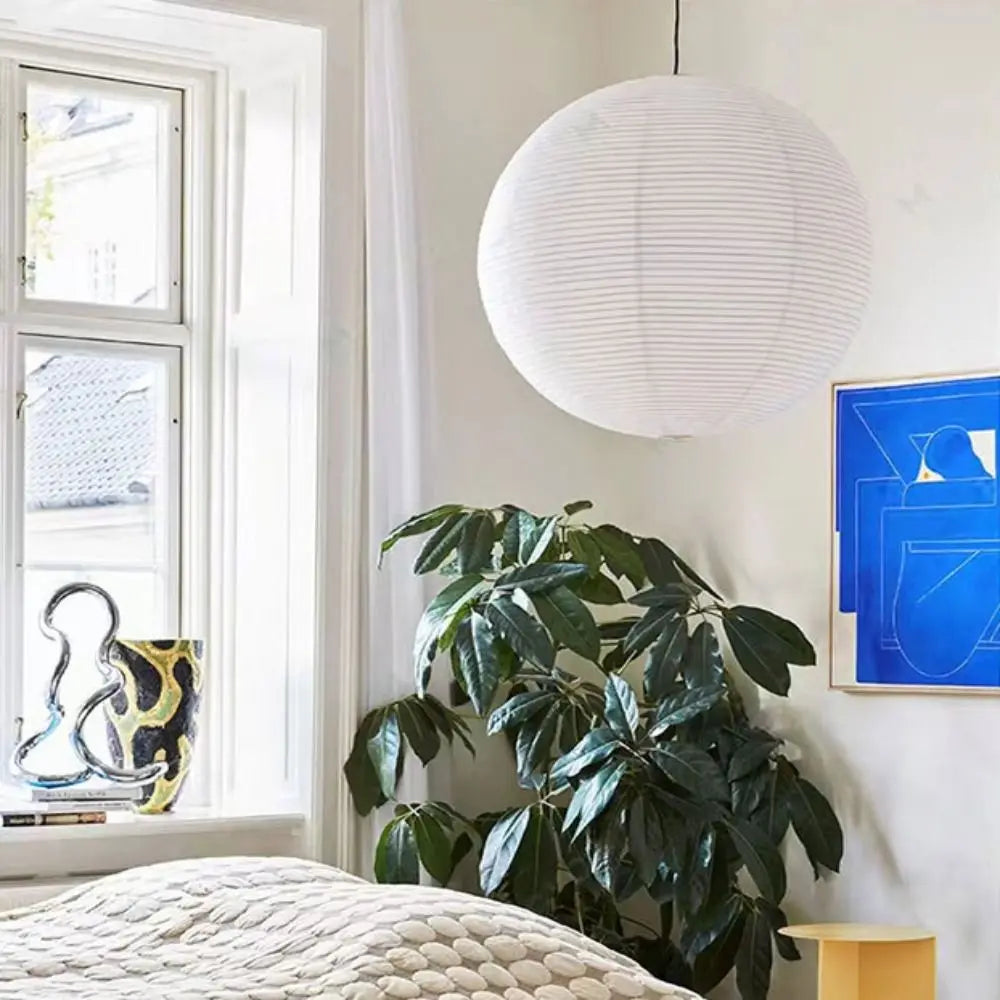 Hanging Paper Lampshade Light Fixture Classic Modern Pendant Light Lamp Cover Vintage Round Ceiling Light Cover Hotel Cafe