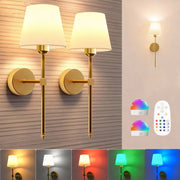 Wireless Battery Powered Wall Lamp Rechargeable Wall Lamp Dimmable Detachable Bulb Remote Control 15 Color Wireless Wall Lamp