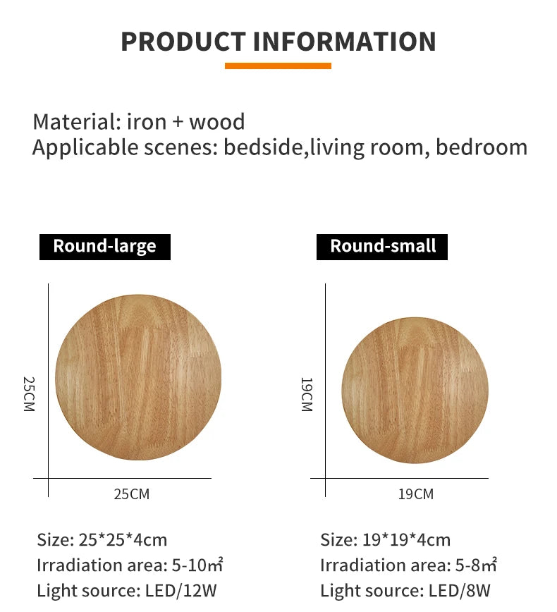 Nordic LED Wall Light Modern Original LED Circular Wooden Wall Light Personalized Bedside Bedroom Staircase Wall Hanging Light