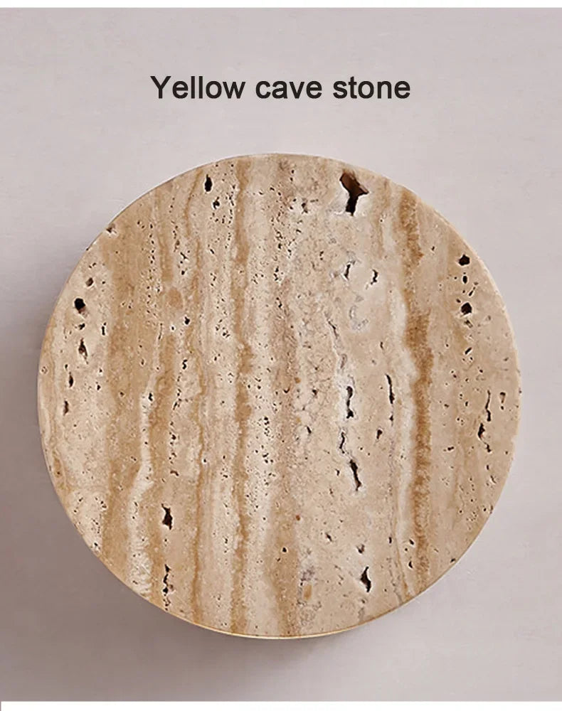 Luma Wabi-Sabi Yellow Travertine Wall Light, Natural Stone LED Wall Sconce Lamp For Bedroom Bedside Aisle Stair Restaurant