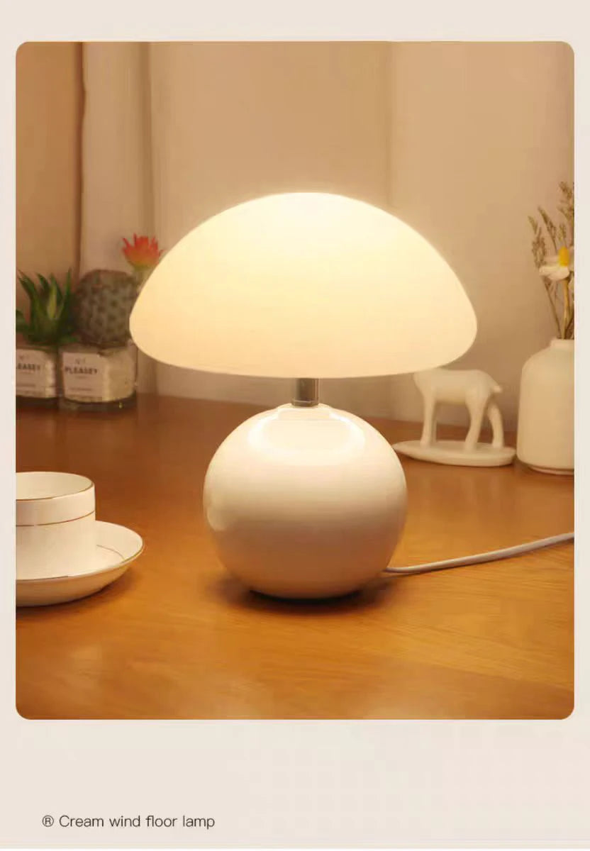 Ceramic Mushroom Table Lamp Nordic Cream Style Bedroom Bedside Living Room and Dining Room Table Lamp Atmosphere Table Lamp