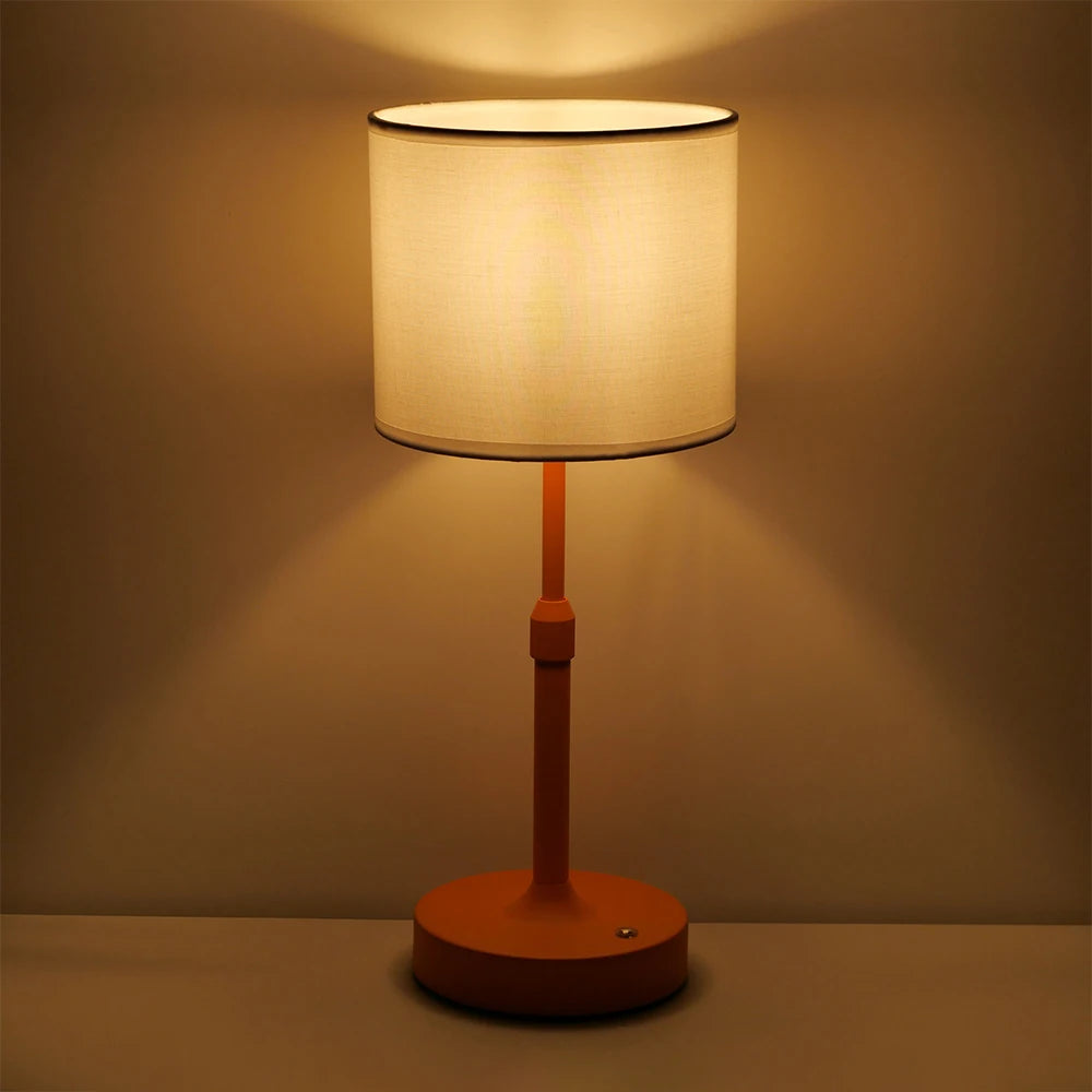 Fabric Desk Lamp Rechargeable Touch Table Lamp Replaceable E12 Bulb 2700K For Restaurant Hotel Room Bedside Decor Lighing