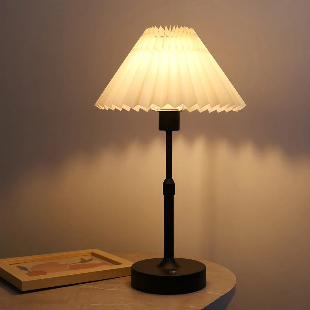 Fabric Desk Lamp Rechargeable Touch Table Lamp Replaceable E12 Bulb 2700K For Restaurant Hotel Room Bedside Decor Lighing