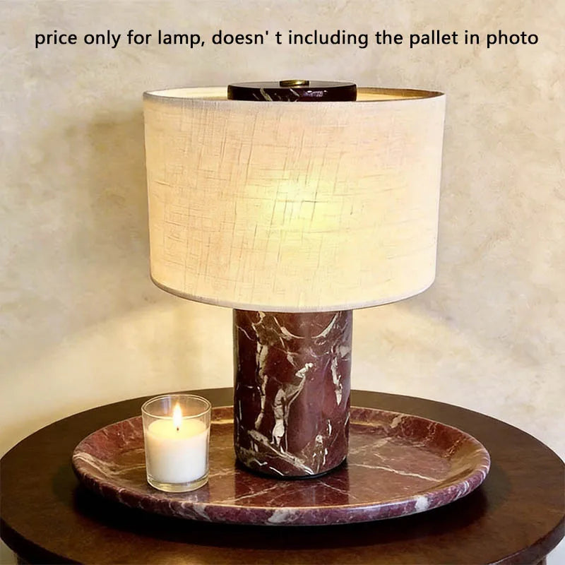Lessa Marble-Style Table Lamp with Fabric Shade