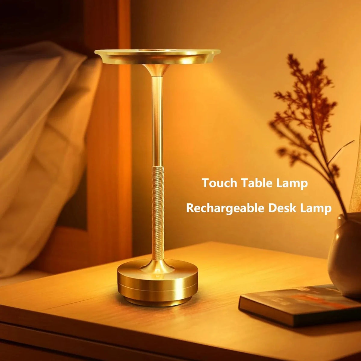 GGbingo Rechargeable Wireless Table Lamp LED Touch Sensor Desktop Night Light Reading Lamp for Hotel Bar Bedroom Decor Light