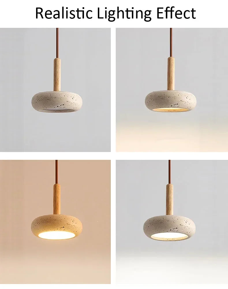 2024 New Hot Selling Pendant Lamps Wabi Sabi Circular Yellow Stone Commercial Home Decoration Restaurant Room LED Droplight