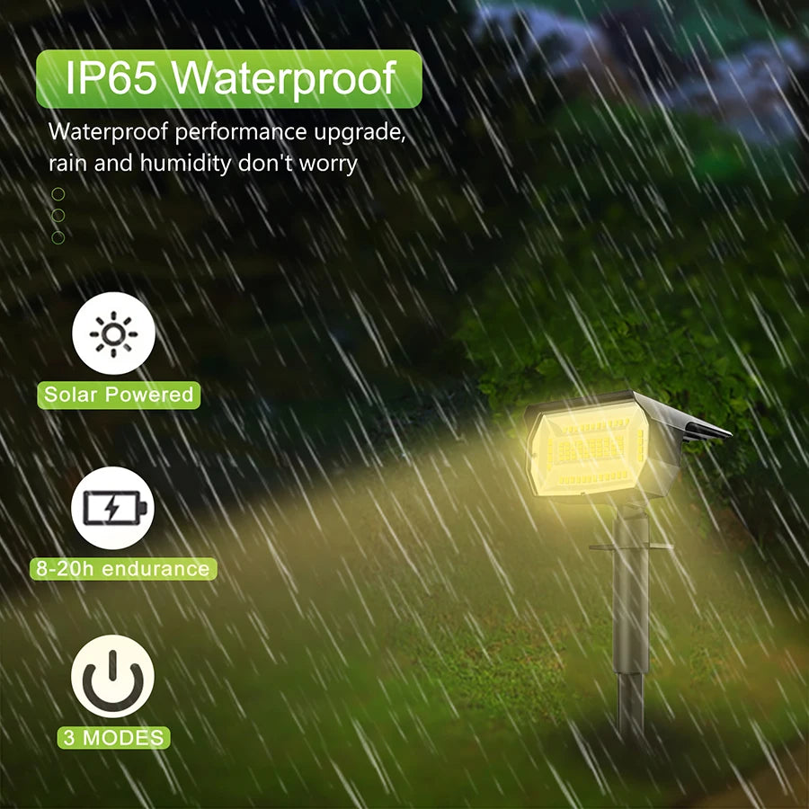 72/68 LED Solar Landscape Lights Outdoor IP65 Waterproof Solar Light with 3 Modes Solar Garden Spotlight for Yard Lawn Walkway