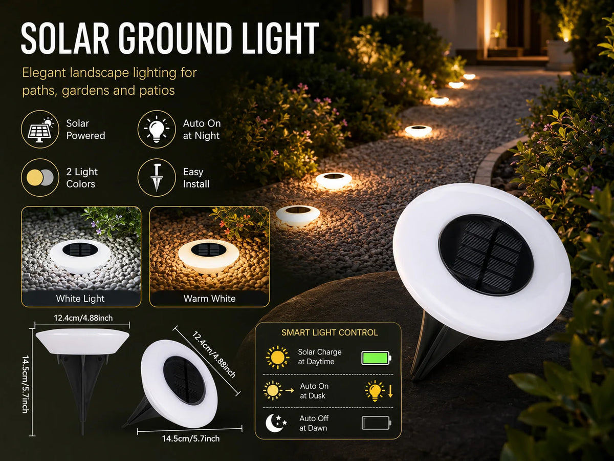 1/2Pack Solar Ground Lights,14LED Waterproof Outdoor Landscape Light, LED Lawn Lamp, for Garden Pathway Yard Deck Camping Decor