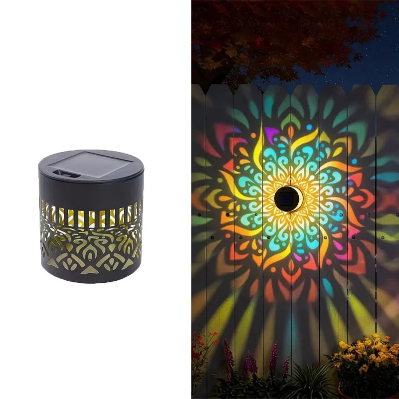 Solar Mandala Wall Lamp Outdoor LED Waterproof Fence Lamp for Garden Lawn Estate Porch Corridor Courtyard Decoration Wall Light