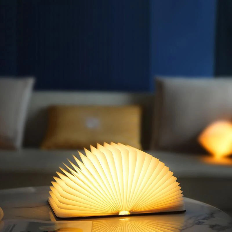LED Wooden Book Lamp Creative USB Foldable Reading Light Children Birthday Holiday Gift Bedroom Bedside Decoration Night Light