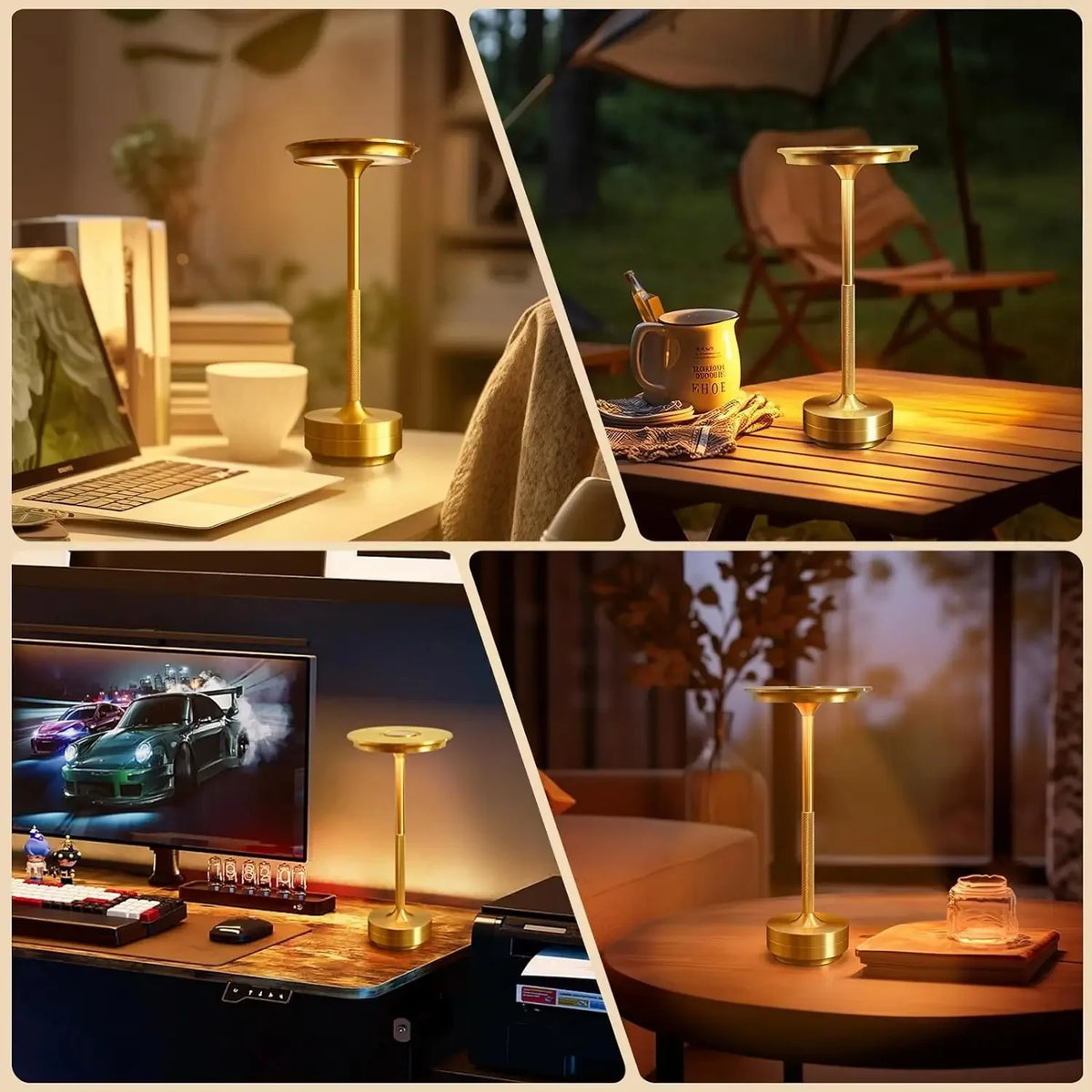 GGbingo Rechargeable Wireless Table Lamp LED Touch Sensor Desktop Night Light Reading Lamp for Hotel Bar Bedroom Decor Light