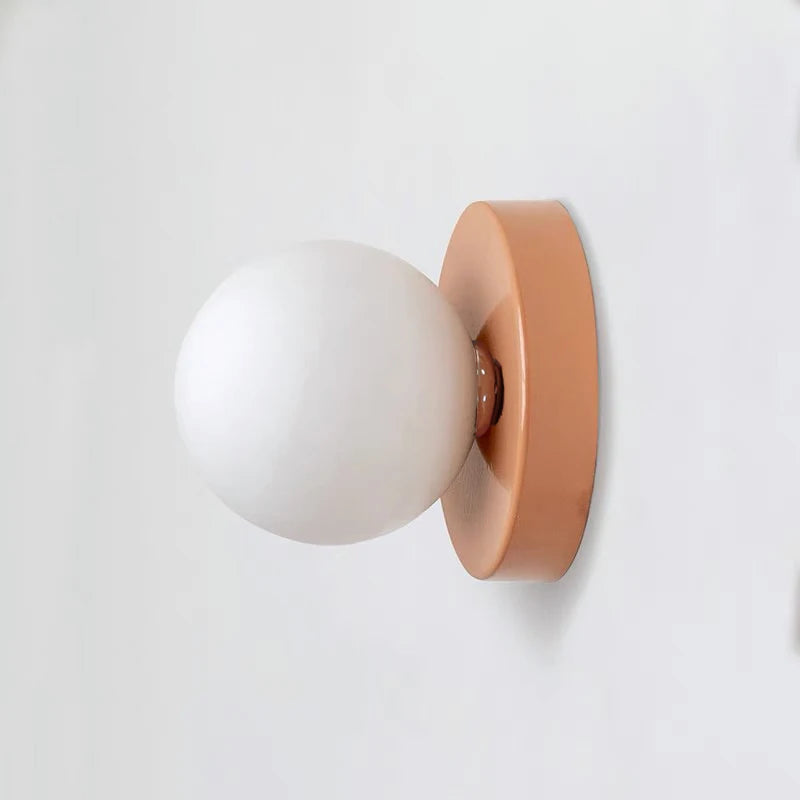 Macaron Soft Style Small Wall Lamp Iron Base With Plastic Material Ball Lampshade Sconce Light Modern Home Decor Soft E27 Lustre