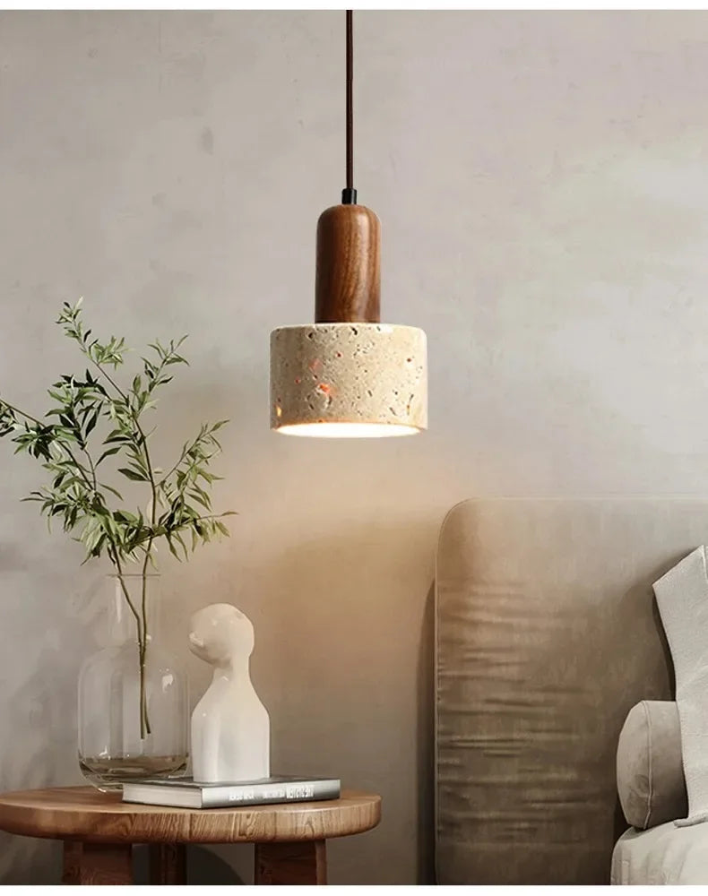 Liora Travertine Pendant Light – Soft Glow for Dining Area