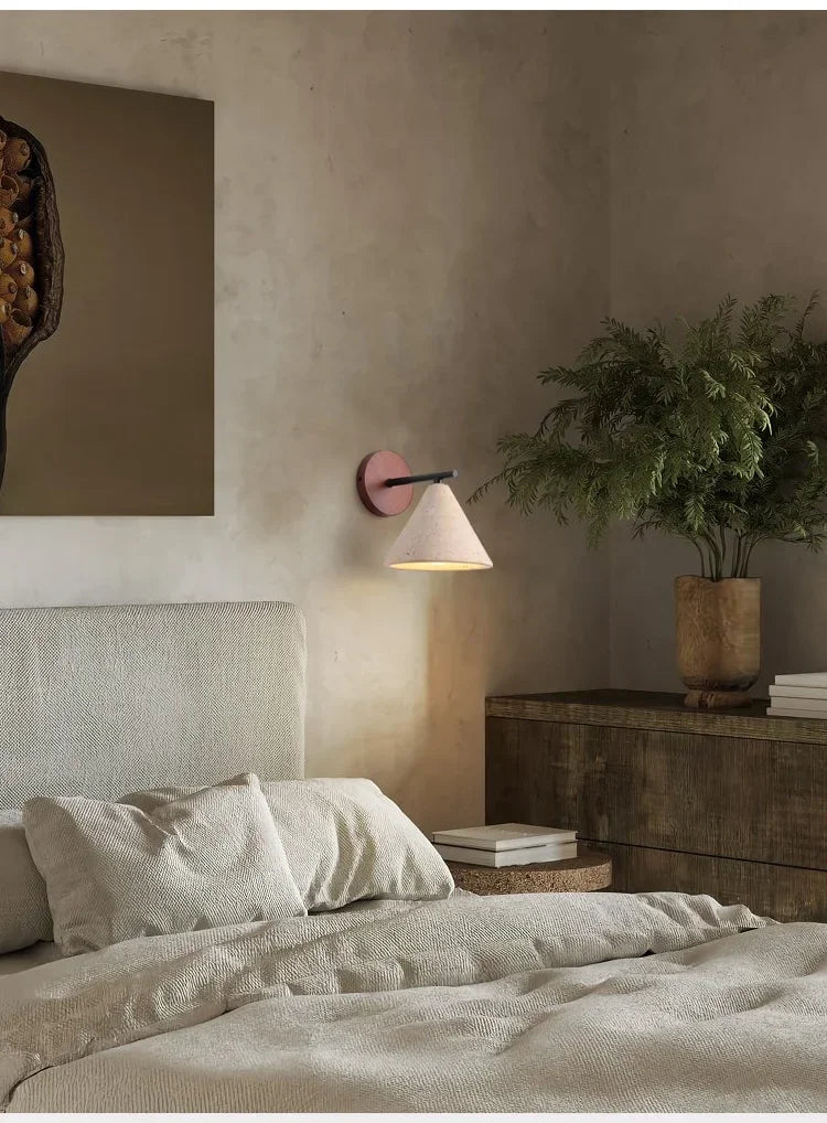 Natural Stone Room Decor Wall Lamp Classical Wall Lights Bedroom Led Sconce Yellow Travertine Home Decorations Lighting Fixtures