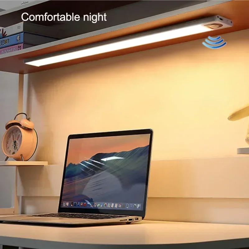 Under Cabinet Lights LED Motion Sensor Night Light Thin Rechargeable Dimmable Lamps Kitchen Cabinet Bedroom Wardrobe Lighting