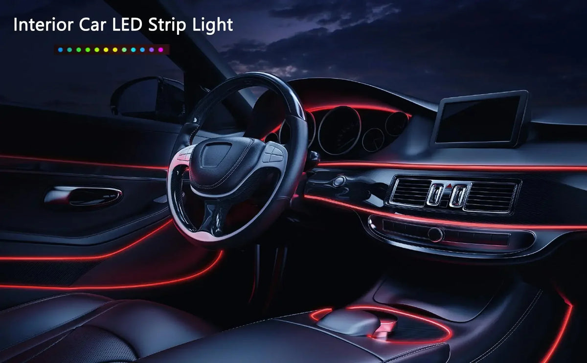 5M Car Interior LED Strip Light EL Wire Neon Ambient Lighting USB Flexible Decoration DIY Auto Party Atmosphere Lamp Diode