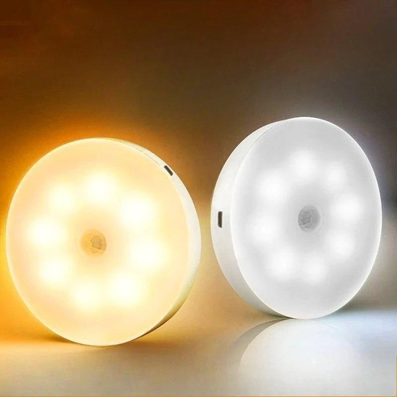 3PCS Warm Light Motion Sensor LED Night Light USB Rechargeable Night Lamp Cabinet Wardrobe Lamp Staircase Wireless Closet Light
