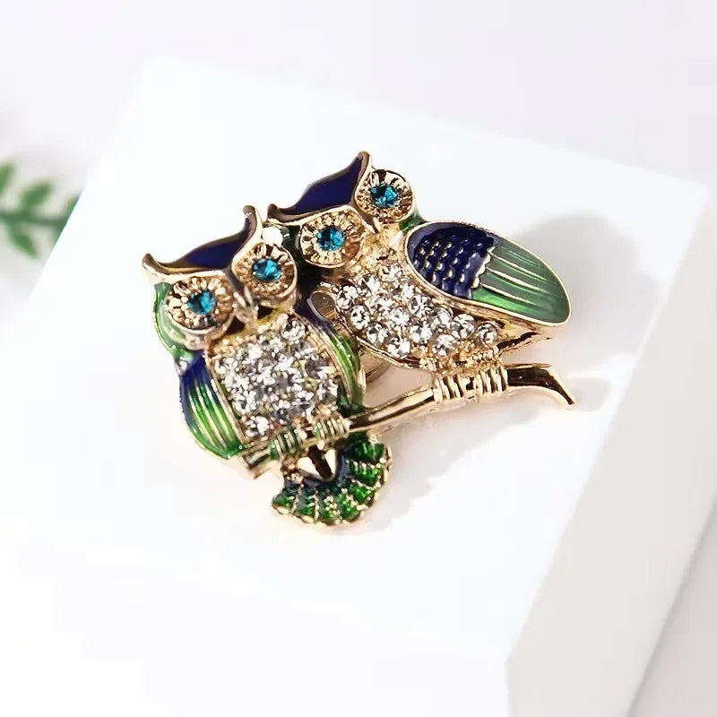 Double Owl Brooch