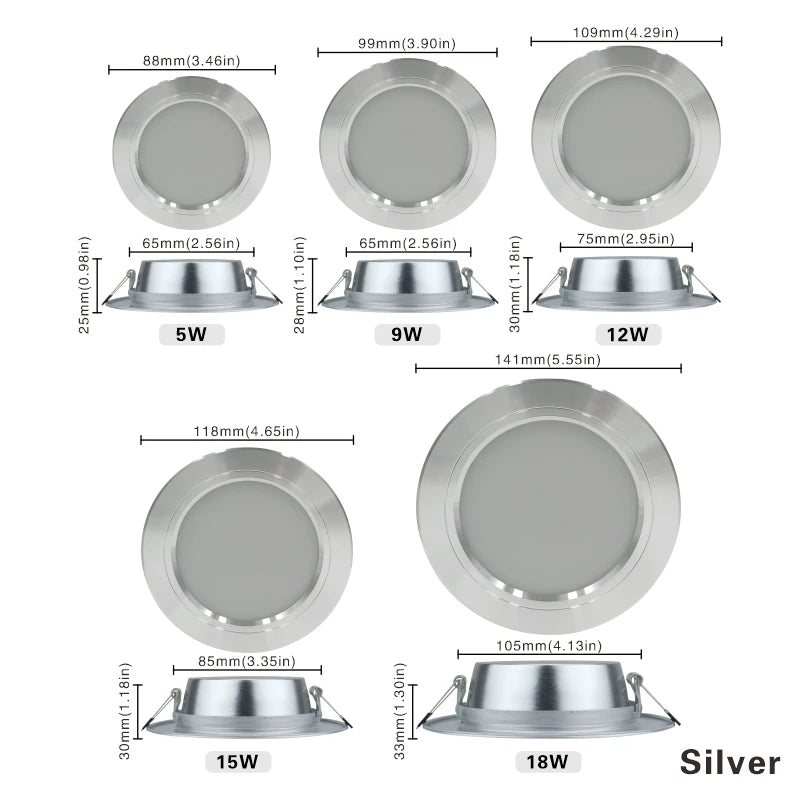 5W 9W 12W 15W 18W LED Downlight 220V Ceiling Light Recessed Down Light Round LED Panel Light Cold Warm White LED Spot Light