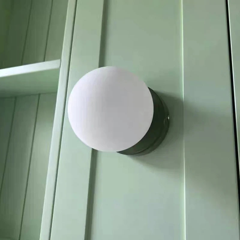 Macaron Soft Style Small Wall Lamp Iron Base With Plastic Material Ball Lampshade Sconce Light Modern Home Decor Soft E27 Lustre