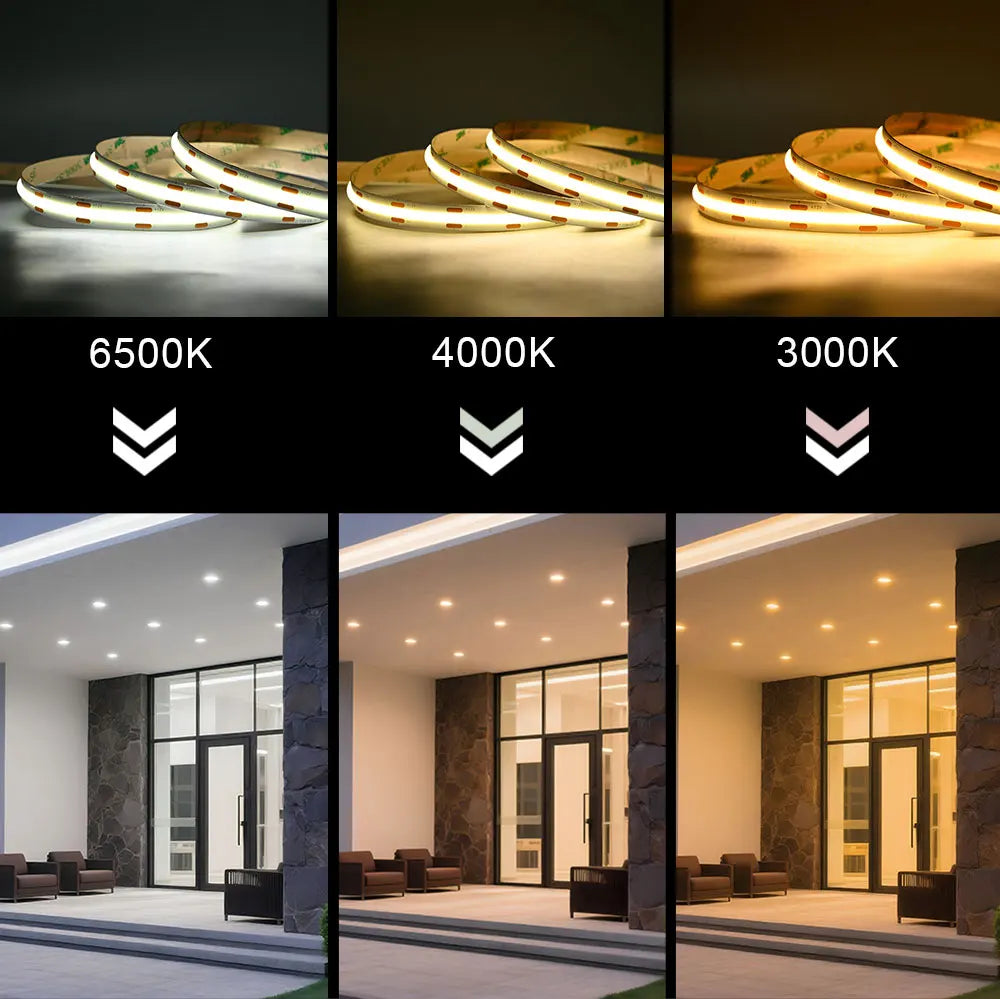 Linear Dimmable 24V 12V COB LED Strip Light 528LEDs/m High Density Flexible LED Ribbon Tape Ra90+ 3000K 4000K 6500K LED Lighting