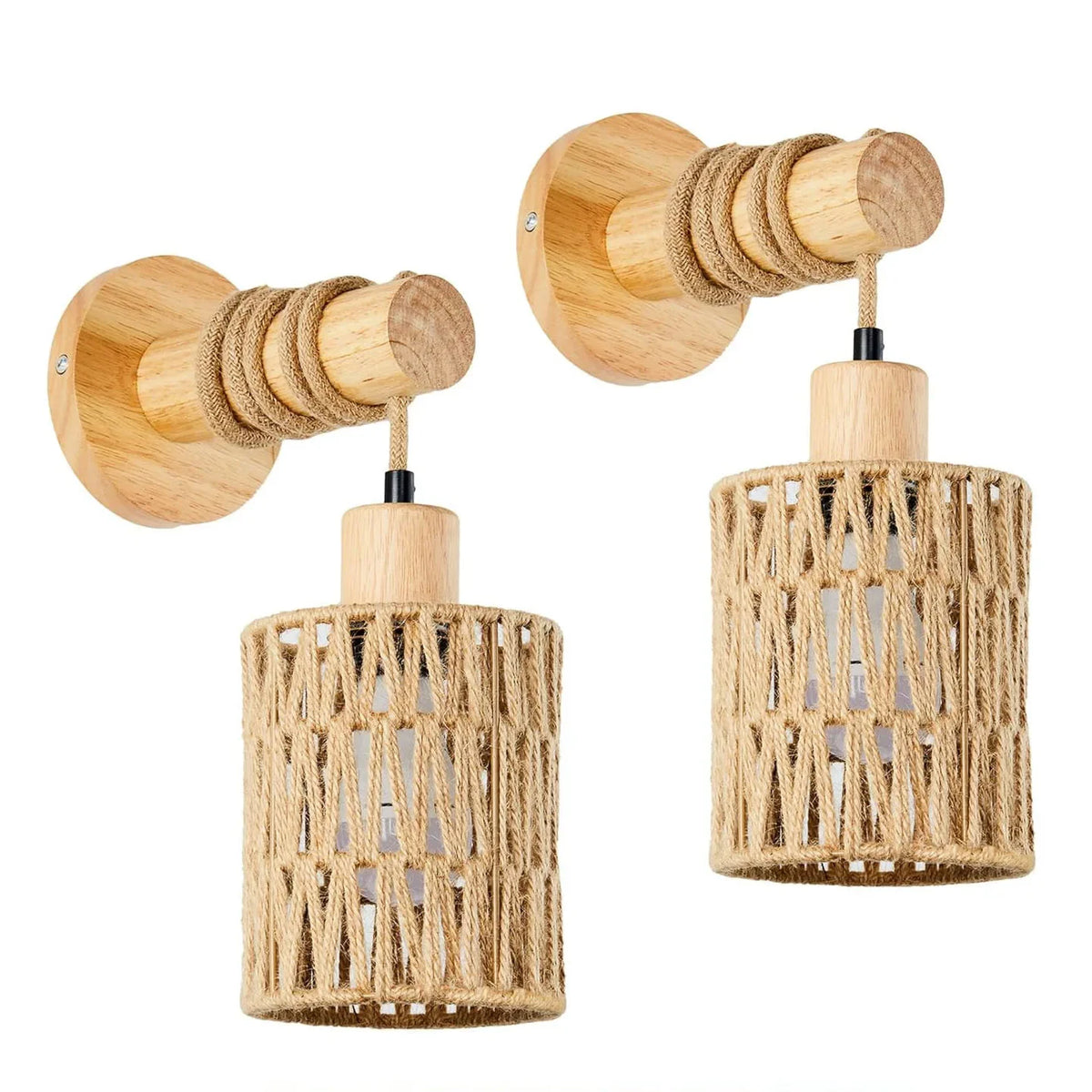 Hemp Rope Design Bedhead Wall Lamp Cylindrical Shaped Wall Light for Bedroom Farmhouse Countryside Decorative Lighting Lampshade