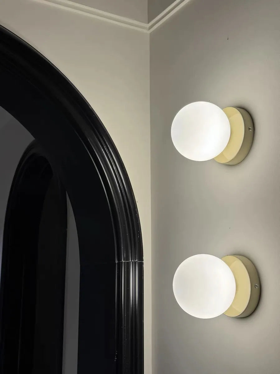 Macaron Soft Style Small Wall Lamp Iron Base With Plastic Material Ball Lampshade Sconce Light Modern Home Decor Soft E27 Lustre
