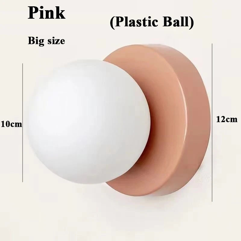 Macaron Soft Style Small Wall Lamp Iron Base With Plastic Material Ball Lampshade Sconce Light Modern Home Decor Soft E27 Lustre
