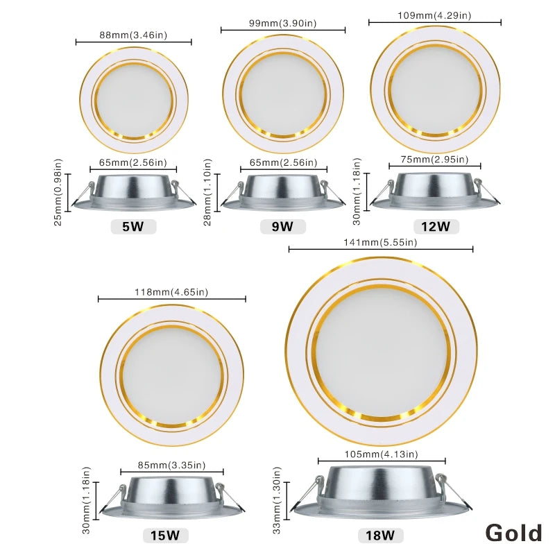 5W 9W 12W 15W 18W LED Downlight 220V Ceiling Light Recessed Down Light Round LED Panel Light Cold Warm White LED Spot Light