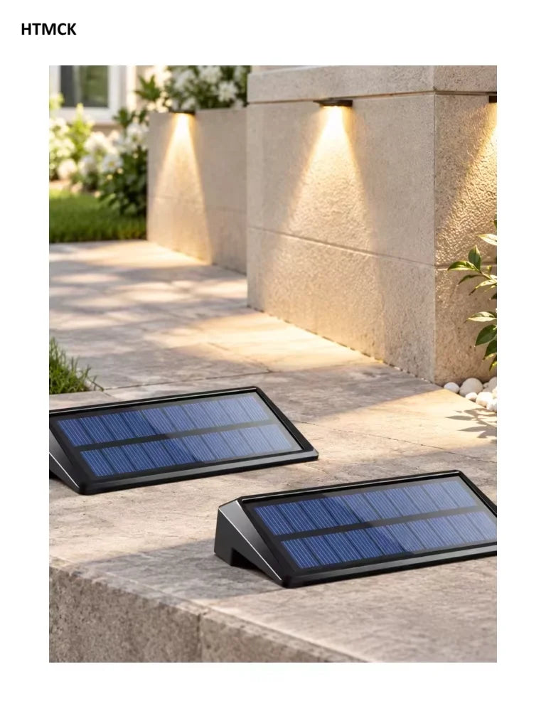 2-Pack Solar Fence Wall Lights, 4 LED Waterproof Outdoor Deck Lamp, Landscape Lighting for Yard, Pathway, Fence Post Decoration