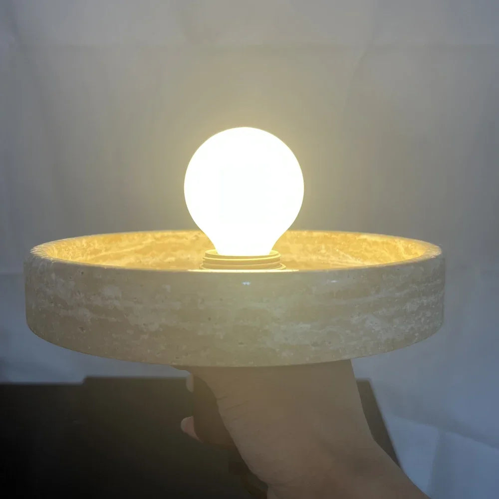 Natural Stone Pendant Light with E27 Bulb Travertine Hanging Lamp Ceiling Suspension for Kitchen Living Dining Room Bedroom