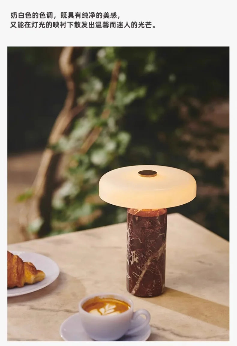 Danish Portable Charging Table Lamp with Touch Switch Atmosphere LED Marble Desk Lights Living Room Bedroom Bedside Study Cafe