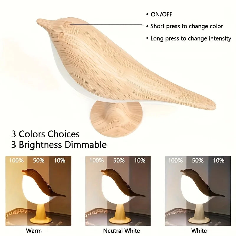 1pc LED Touch-Control Bird Lamp - Art Deco, 3-Levels Dimmable, USB-Cordless with Rechargeable Battery, Versatile for All Rooms