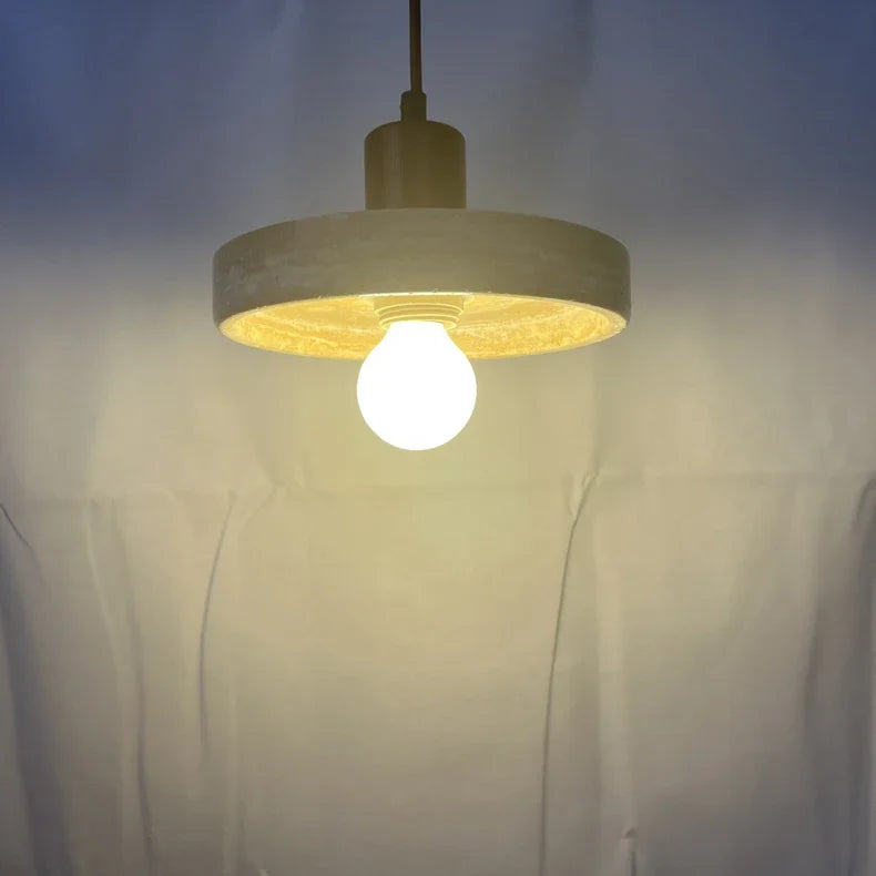 Natural Stone Pendant Light with E27 Bulb Travertine Hanging Lamp Ceiling Suspension for Kitchen Living Dining Room Bedroom
