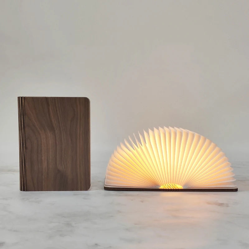LED Wooden Book Lamp Creative USB Foldable Reading Light Children Birthday Holiday Gift Bedroom Bedside Decoration Night Light