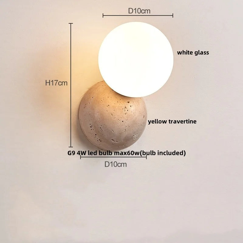 IWHD Wood LED Wall Lamp Sconce Pull Chain Aisle Bedroom Rotate Yellow Travertine Nordic Modern 2 Lighting Bathroom Mirror Light