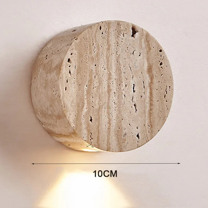 Luma Wabi-Sabi Yellow Travertine Wall Light, Natural Stone LED Wall Sconce Lamp For Bedroom Bedside Aisle Stair Restaurant