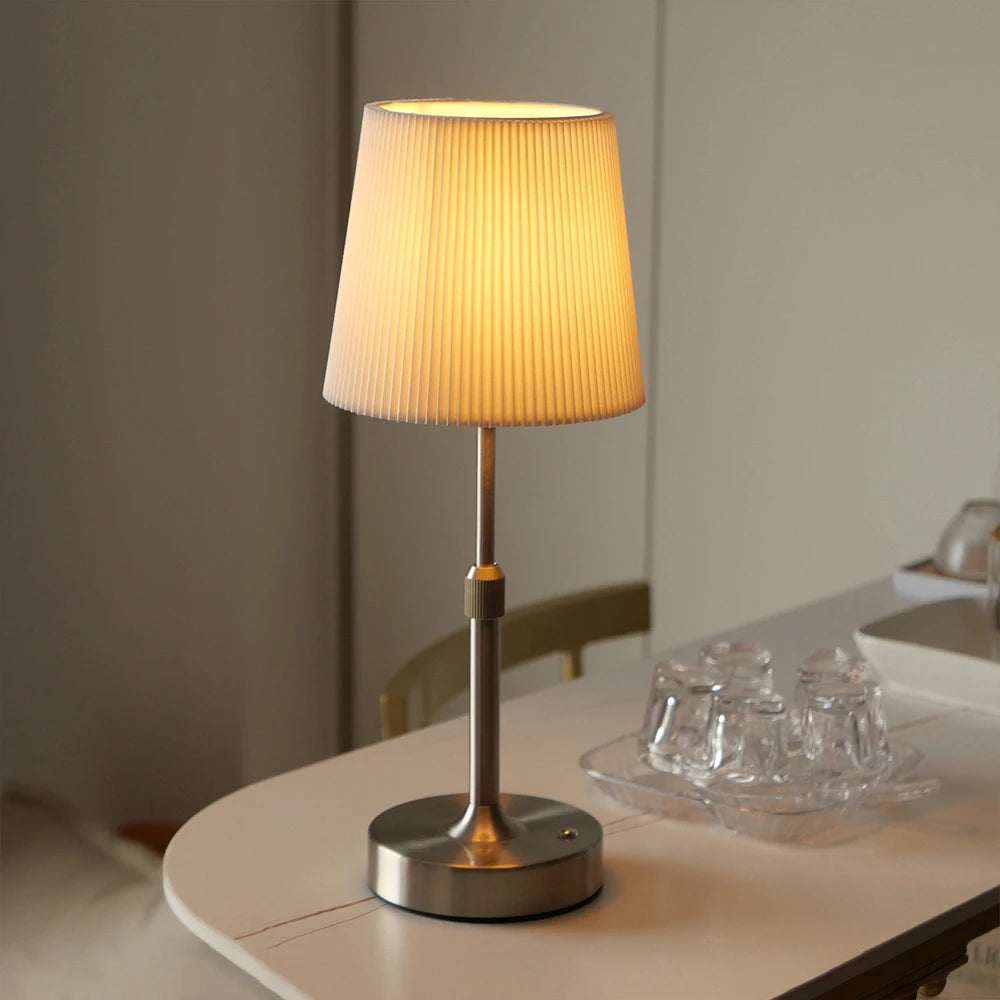 Fabric Desk Lamp Rechargeable Touch Table Lamp Replaceable E12 Bulb 2700K For Restaurant Hotel Room Bedside Decor Lighing