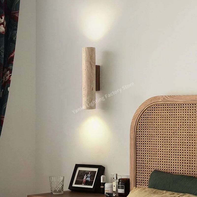Serein Travertine Wall Light – Quiet Warmth for Bedside & Bedroom