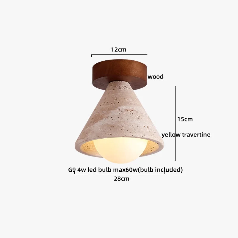 IWHD Natural Stone LED Ceiling Light Decoration Wabi-sabi Wind Aisle Corridor Living Room Modern Ceiling Lamp Yellow Travertine