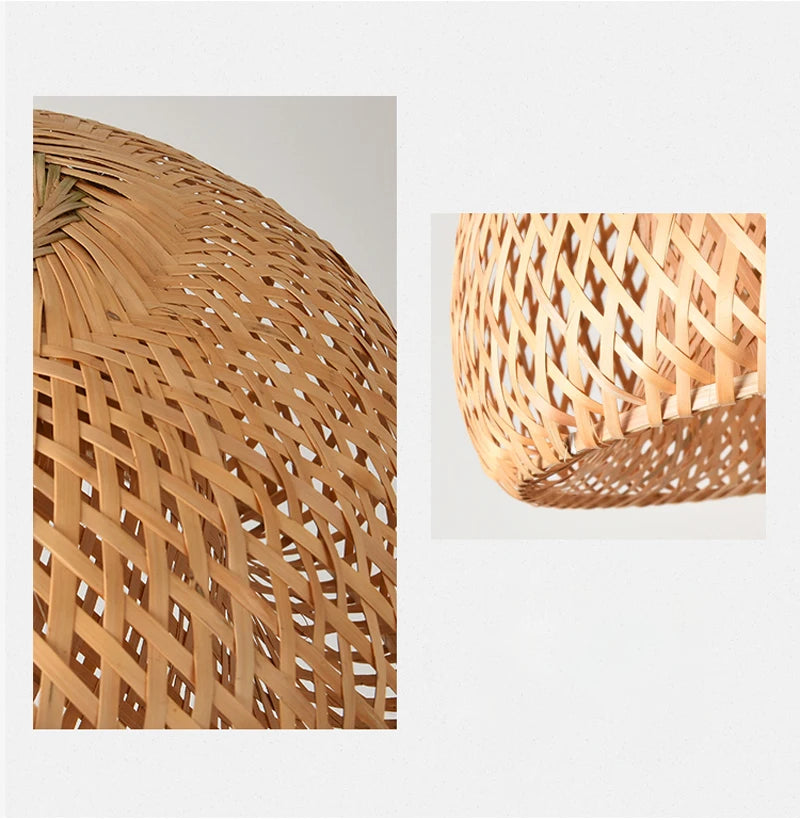 Hand Knitted Chinese Style Weaving Hanging Lamps 18/19/30cm Bamboo Pendant Lamp Restaurant Home Decor Lighting Fixtures